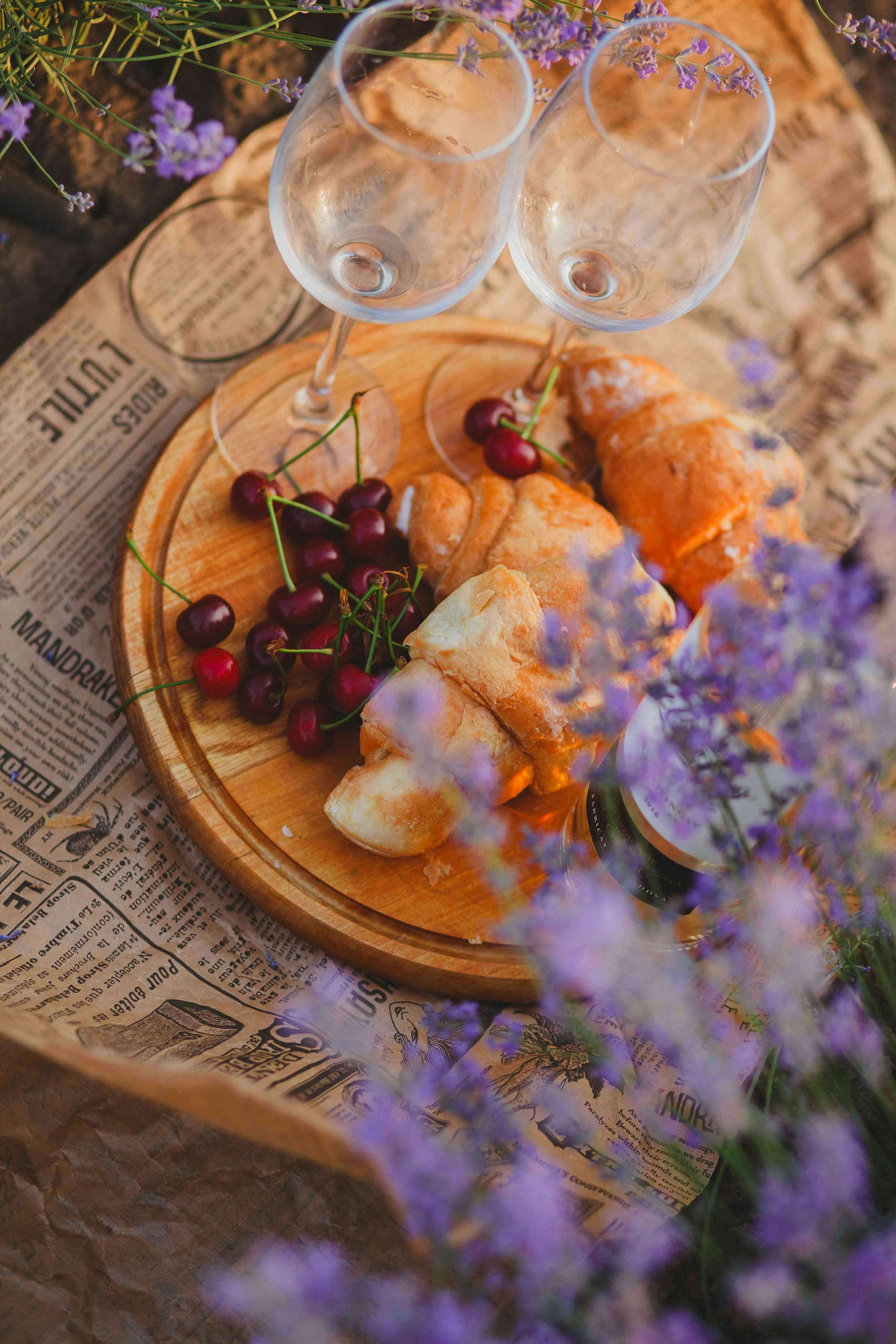 Closeup Photo of Bread With Fruits on Round Brown Tray